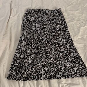 Miami Black and White Floral A-Line Skirt
